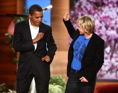 President Obama Dancing With Ellen On Her Show.